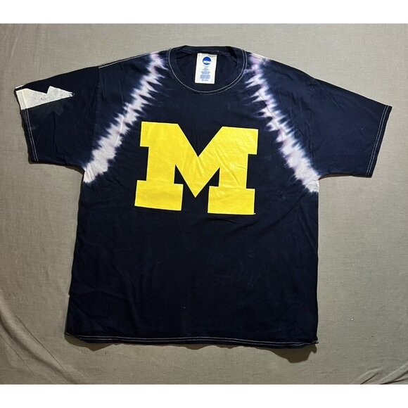 Michigan Wolverine’s‎ Shirt Men’s XL Blue Tie Dye Logo Short Sleeve New. - Picture 1 of 7